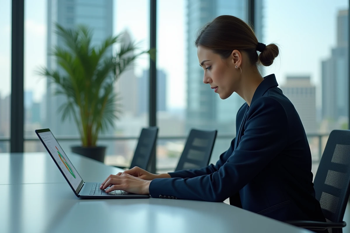 Jeune femme d'affaires en réunion avec tablette numérique