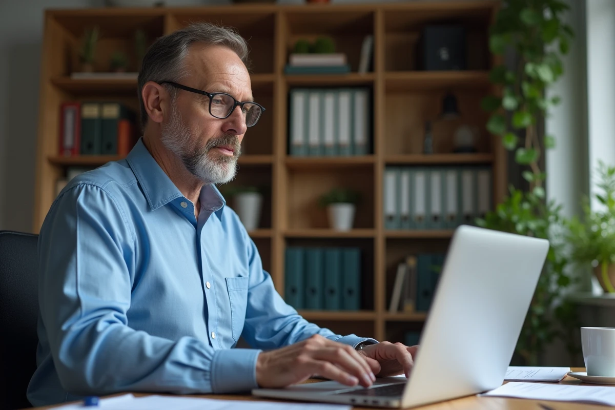 Homme d'affaires travaillant sur son ordinateur dans un bureau