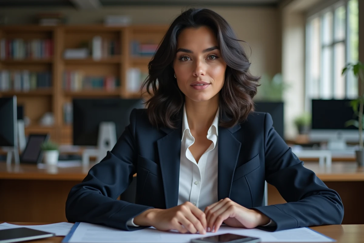 Portrait de Margot Haddad, journaliste franco-libanaise, dans un bureau parisien moderne